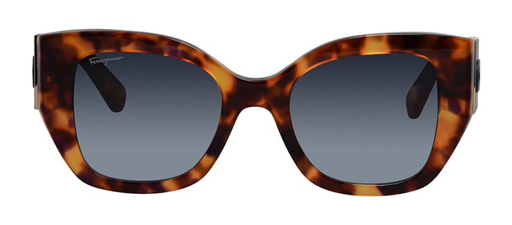 Salvatore Ferragamo SF 1045S 609 Square Plastic Red Tortoise Sunglasses with Blue Gradient Lens