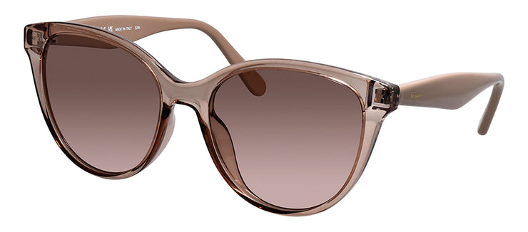 Salvatore Ferragamo SF 1073S 278 Cat Eye Plastic Brown Sunglasses with Beige Lens