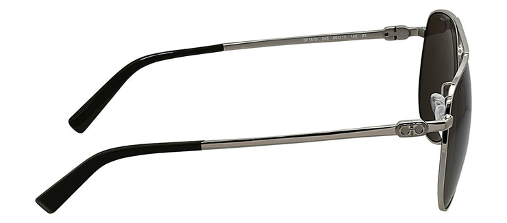 Salvatore Ferragamo SF 157S 045 Aviator Plastic Silver Sunglasses with Brown Polarized Lens