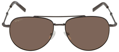 Salvatore Ferragamo SF 226S 021 Aviator Metal Black Sunglasses with Brown Lens