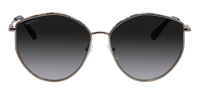 Salvatore Ferragamo SF 264S 785 Irregular Metal Rose Gold Sunglasses with Grey Gradient Lens