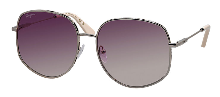 Salvatore Ferragamo SF 277S 721 Irregular Metal Gold Sunglasses with Violet Gradient Lens