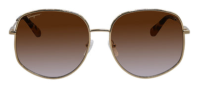 Salvatore Ferragamo SF 277S 741 Round Metal Gold Sunglasses with Brown Gradient Lens