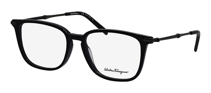 Salvatore Ferragamo SF 2861 001 Rectangle Metal Black Eyeglasses with Logo Stamped Demo Lenses