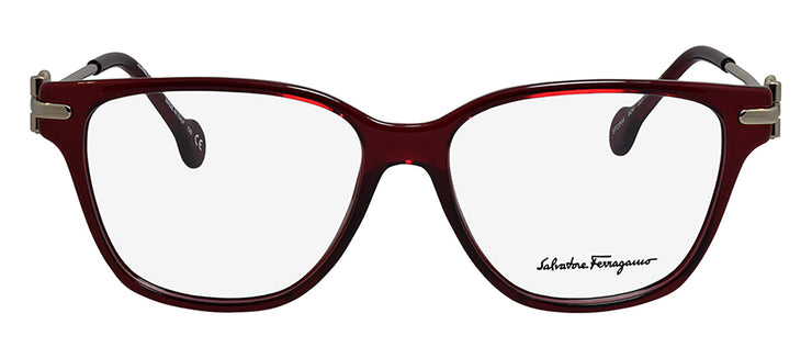 Salvatore Ferragamo SF 2864 604 Rectangle Plastic Red Eyeglasses with Logo Stamped Demo Lenses