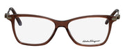 Salvatore Ferragamo SF 2872 251 Rectangle Plastic Brown Gold Eyeglasses with Logo Stamped Demo Lenses