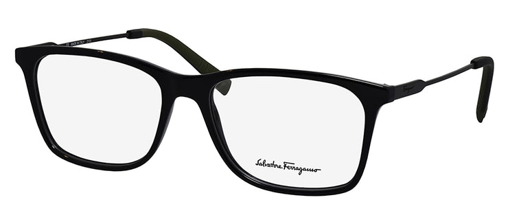 Salvatore Ferragamo SF 2876 021 Rectangle Plastic Black Eyeglasses with Logo Stamped Demo Lenses