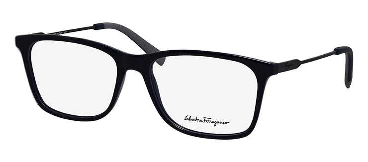 Salvatore Ferragamo SF 2876 439 Square Metal Blue Eyeglasses with Logo Stamped Demo Lenses