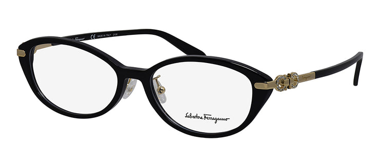 Salvatore Ferragamo SF 2882RA 001 Oval Plastic Black Eyeglasses with Logo Stamped Demo Lenses