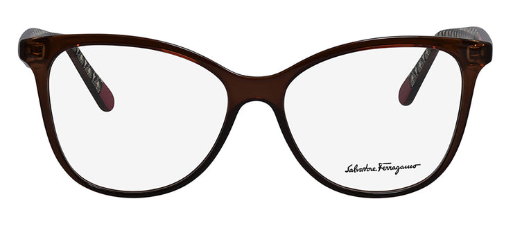 Salvatore Ferragamo SF 2892 210 Cat Eye Plastic Brown Eyeglasses with Logo Stamped Demo Lenses