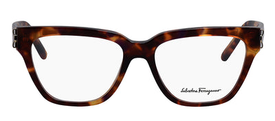 Salvatore Ferragamo SF 2893 214 Rectangle Plastic Tortoise Eyeglasses with Logo Stamped Demo Lenses