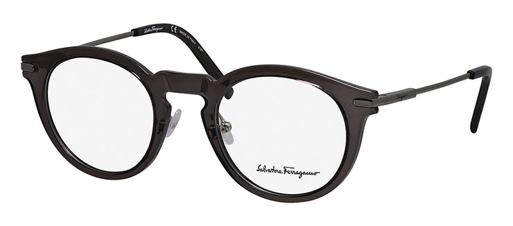 Salvatore Ferragamo SF 2906 033 Round Metal Grey Eyeglasses with Logo Stamped Demo Lenses