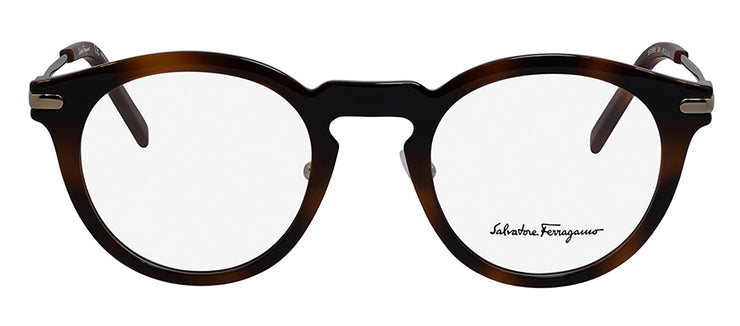 Salvatore Ferragamo SF 2906 240 Round Metal Tortoise Eyeglasses with Logo Stamped Demo Lenses