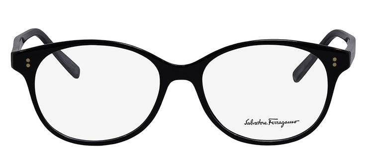 Salvatore Ferragamo SF 2911 004 Round Plastic Black/Gray Marble Eyeglasses with Logo Stamped Demo Lenses