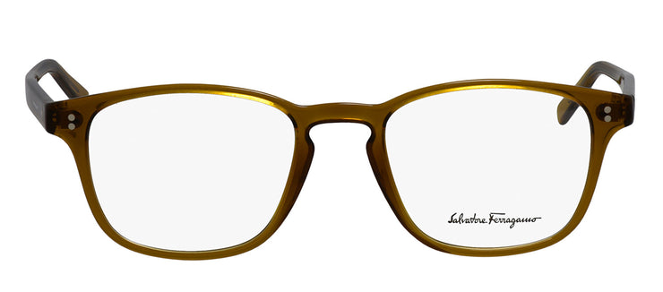 Salvatore Ferragamo SF 2913 219 Square Plastic Trasparent mustard Eyeglasses with Logo Stamped Demo Lenses