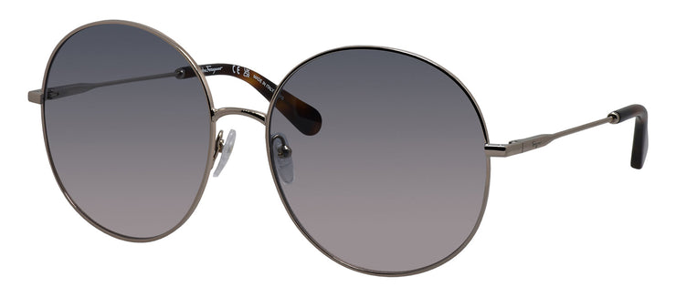 Salvatore Ferragamo SF 299S 688 Round Metal Gold Sunglasses with Blue Gradient Lens