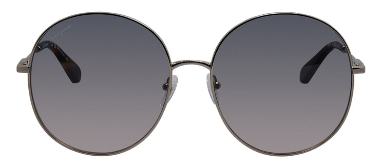 Salvatore Ferragamo SF 299S 688 Round Metal Gold Sunglasses with Blue Gradient Lens