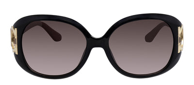 Salvatore Ferragamo SF 668S 001 Round Plastic Black Sunglasses with Brown Gradient Lens