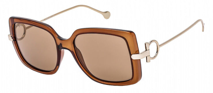 Salvatore Ferragamo SF 913S 210 Square Plastic Brown Sunglasses with Brown Lens