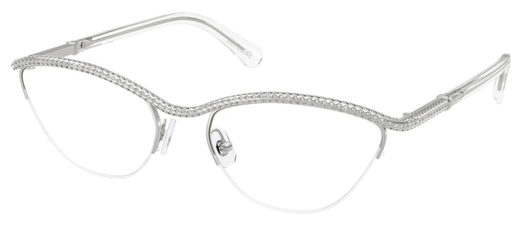 Swarovski SK 1026 4001 Oval Metal Silver Eyeglasses with Logo Stamped Demo Lenses