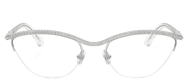 Swarovski SK 1026 4001 Oval Metal Silver Eyeglasses with Logo Stamped Demo Lenses