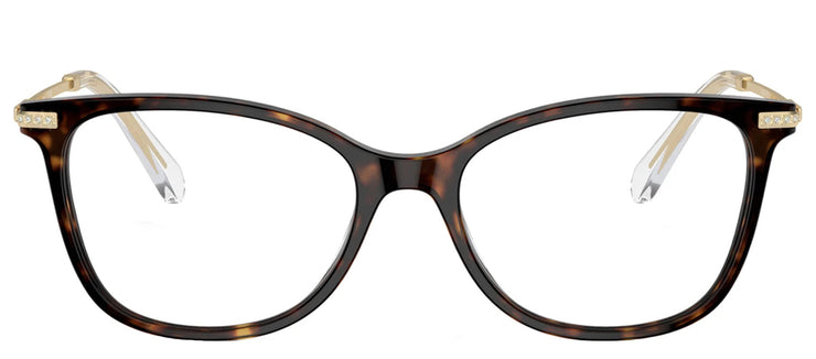 Swarovski SK 2010 1002 Square Metal Havana Eyeglasses with Logo Stamped Demo Lenses