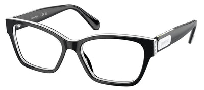 Swarovski SK 2013 1015 Rectangle Plastic Black Eyeglasses with Logo Stamped Demo Lenses
