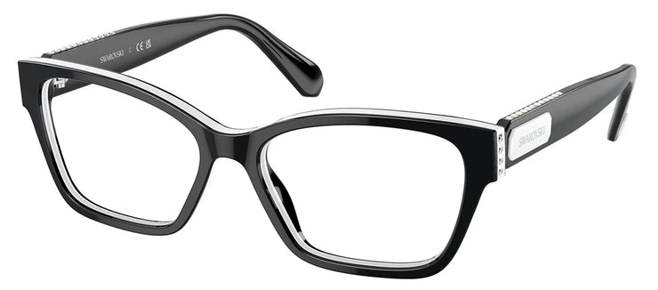 Swarovski SK 2013 1015 Rectangle Plastic Black Eyeglasses with Logo Stamped Demo Lenses