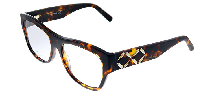 Swarovski SK 5213 054 Square Plastic Havana Eyeglasses with Logo Stamped Demo Lenses