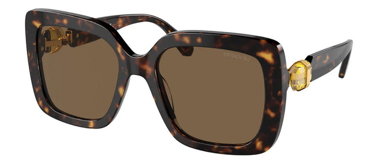 Swarovski SK 6001 100273 Square Plastic Havana Sunglasses with Brown Lens