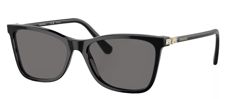 Swarovski SK 6004 100181 Rectangle Plastic Black Sunglasses with Grey Polarized Lens