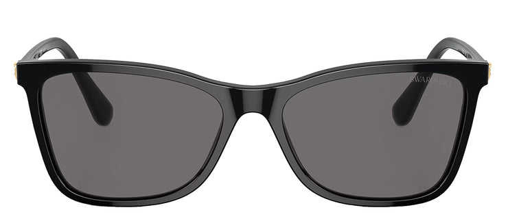 Swarovski SK 6004 100181 Rectangle Plastic Black Sunglasses with Grey Polarized Lens