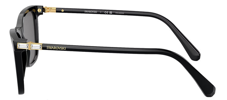 Swarovski SK 6004 100181 Rectangle Plastic Black Sunglasses with Grey Polarized Lens