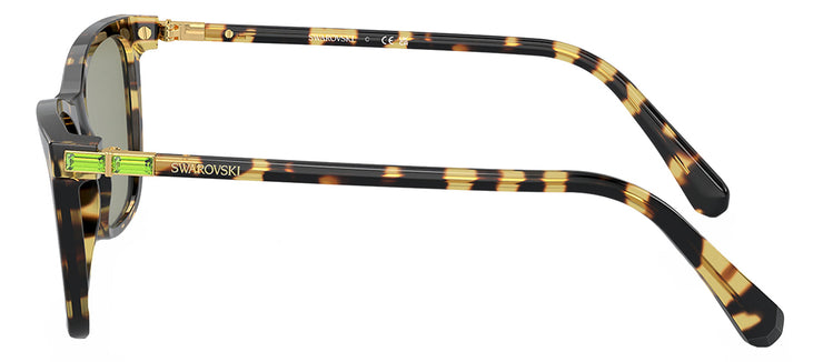 Swarovski SK 6004 1009/2 Rectangle Plastic Havana Sunglasses with Green Lens