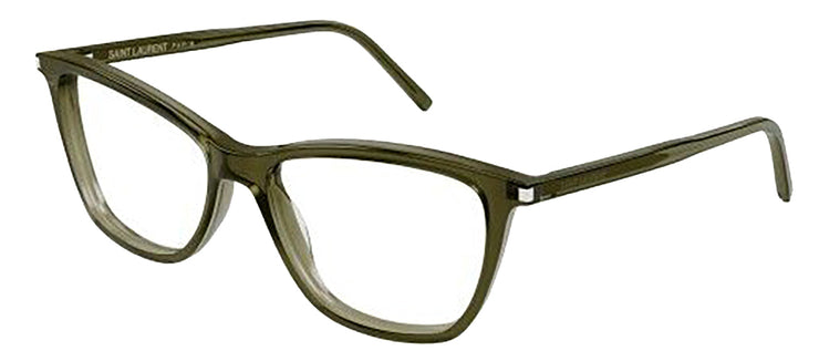 Saint Laurent CLASSIC SL 259O 013 Cat-Eye Plastic Green Eyeglasses with Logo Stamped Demo Lenses