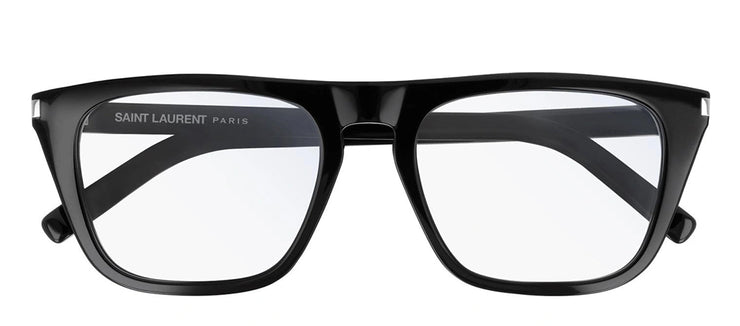 Saint Laurent SL 343 001 Square Acetate Black Eyeglasses with Transparent Demo Lens