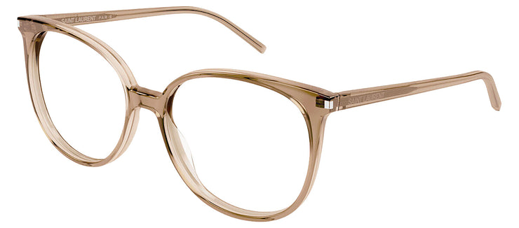 Saint Laurent CLASSIC SL 39 007 Round Plastic Brown Eyeglasses with Logo Stamped Demo Lenses