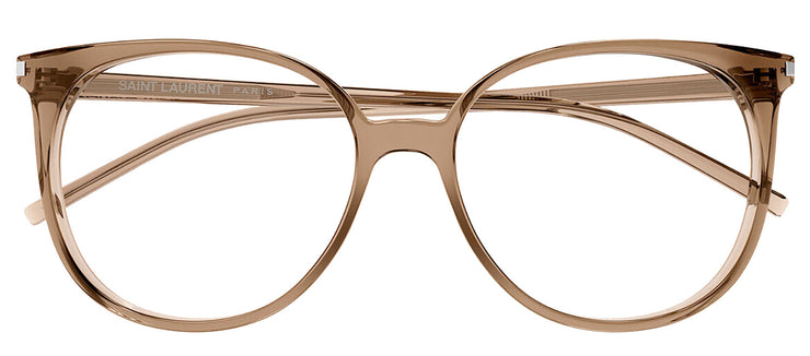 Saint Laurent CLASSIC SL 39 007 Round Plastic Brown Eyeglasses with Logo Stamped Demo Lenses