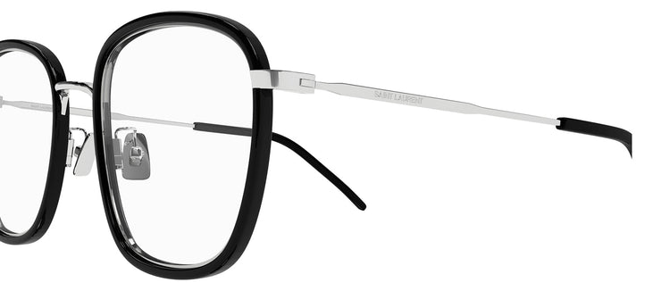 Saint Laurent SL 440/F OPT 001 Square Metal Black Eyeglasses with Logo Stamped Demo Lenses