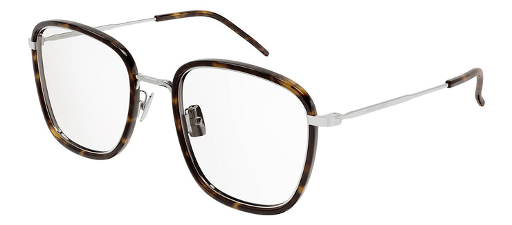 Saint Laurent SL 440/F OPT 002 Square Metal Havana Eyeglasses with Logo Stamped Demo Lenses