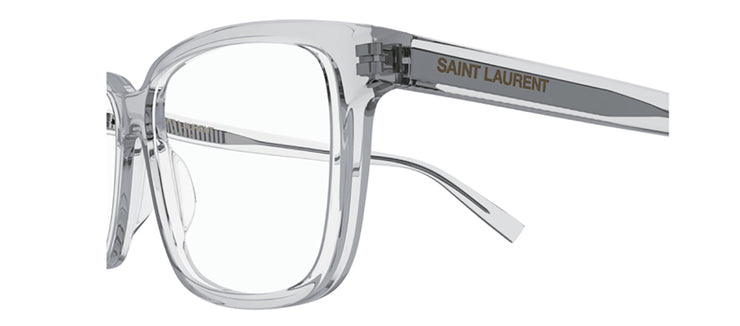 Saint Laurent SL 458O 007 Rectangle Plastic Grey Eyeglasses with Logo Stamped Demo Lenses