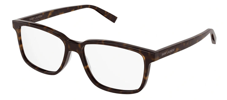 Saint Laurent SL 458 005 Square Acetate Havana Eyeglasses with Transparent Demo Lens