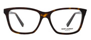 Saint Laurent SL 482O 002 Square Plastic Havana Eyeglasses with Logo Stamped Demo Lenses