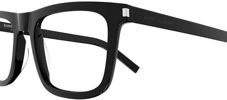 Saint Laurent CLASSIC SL 547O 005 Square Plastic Black Eyeglasses with Logo Stamped Demo Lenses