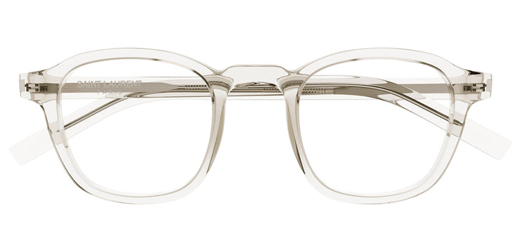 Saint Laurent CLASSIC SL 549O 003 Square Plastic Beige Eyeglasses with Logo Stamped Demo Lenses