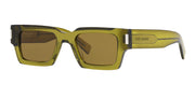 Saint Laurent CLASSIC SL 572S 005 Rectangle Plastic Green Sunglasses with Brown Lens