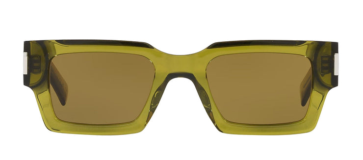 Saint Laurent CLASSIC SL 572S 005 Rectangle Plastic Green Sunglasses with Brown Lens