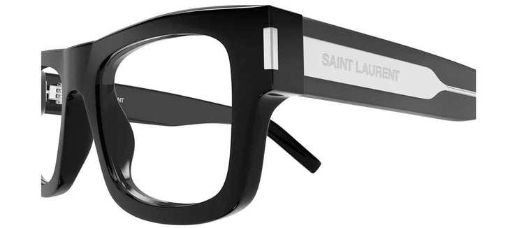 Saint Laurent CLASSIC SL 574O 002 Rectangle Plastic Havana Eyeglasses with Logo Stamped Demo Lenses