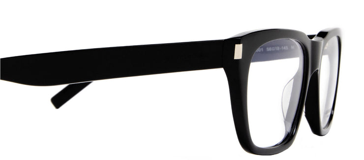 Saint Laurent NEWWAVE SL 598 O 001 Square Plastic Black Eyeglasses with Logo Stamped Demo Lenses