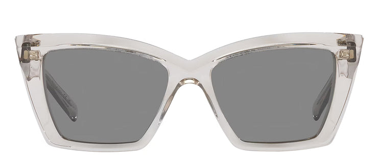 Saint Laurent SL 657 003 Cat-Eye Plastic Beige Sunglasses with Silver Mirror Lens